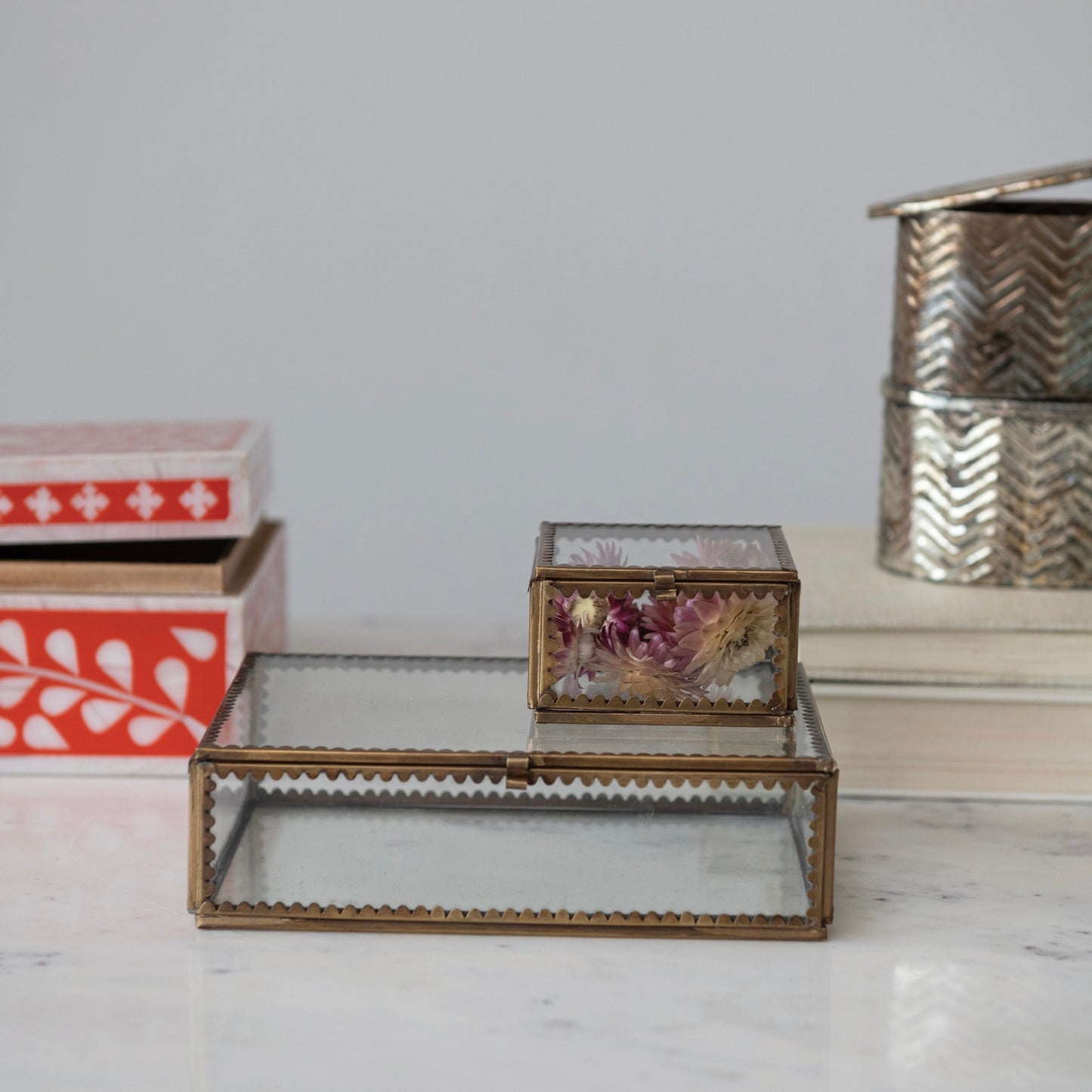 Brass & Glass Scalloped Display Box