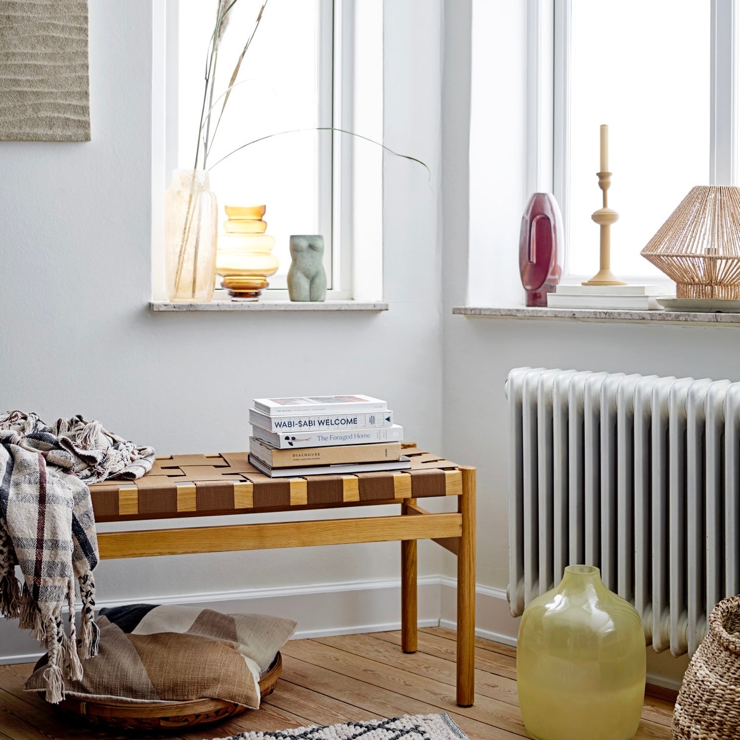 Plaid Cotton Throw with Fringe
