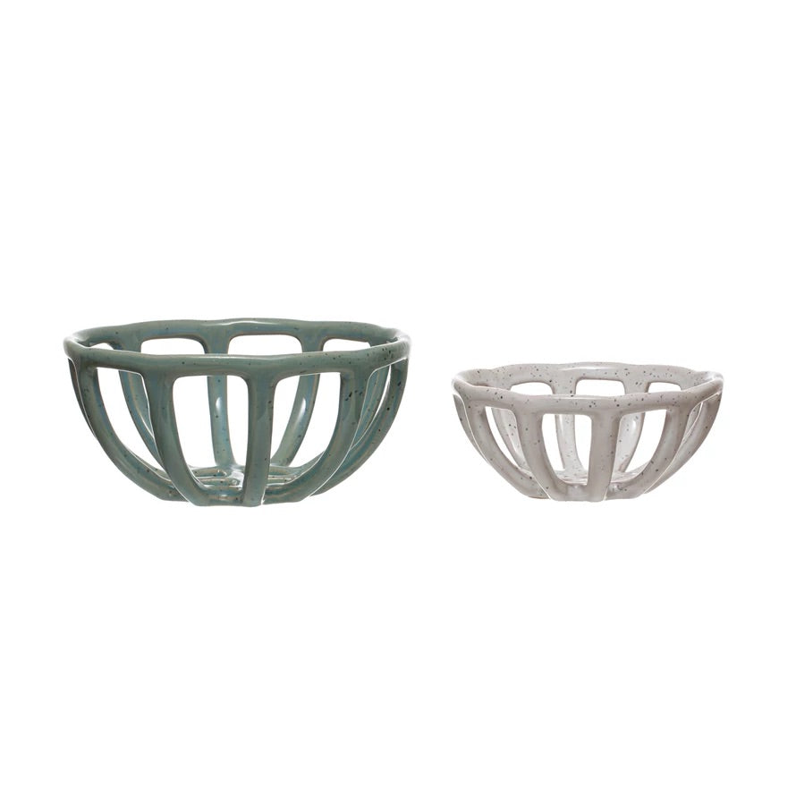 Ceramic Woven Basket Bowl Set
