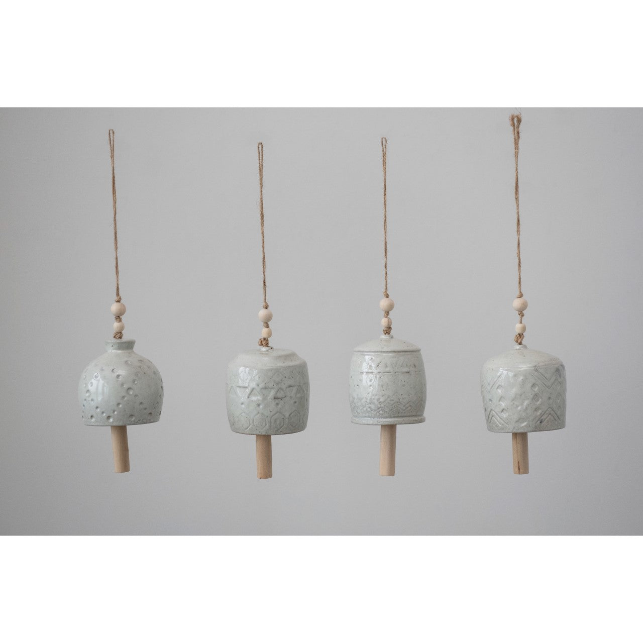 Stoneware Bell with Wooden Beads