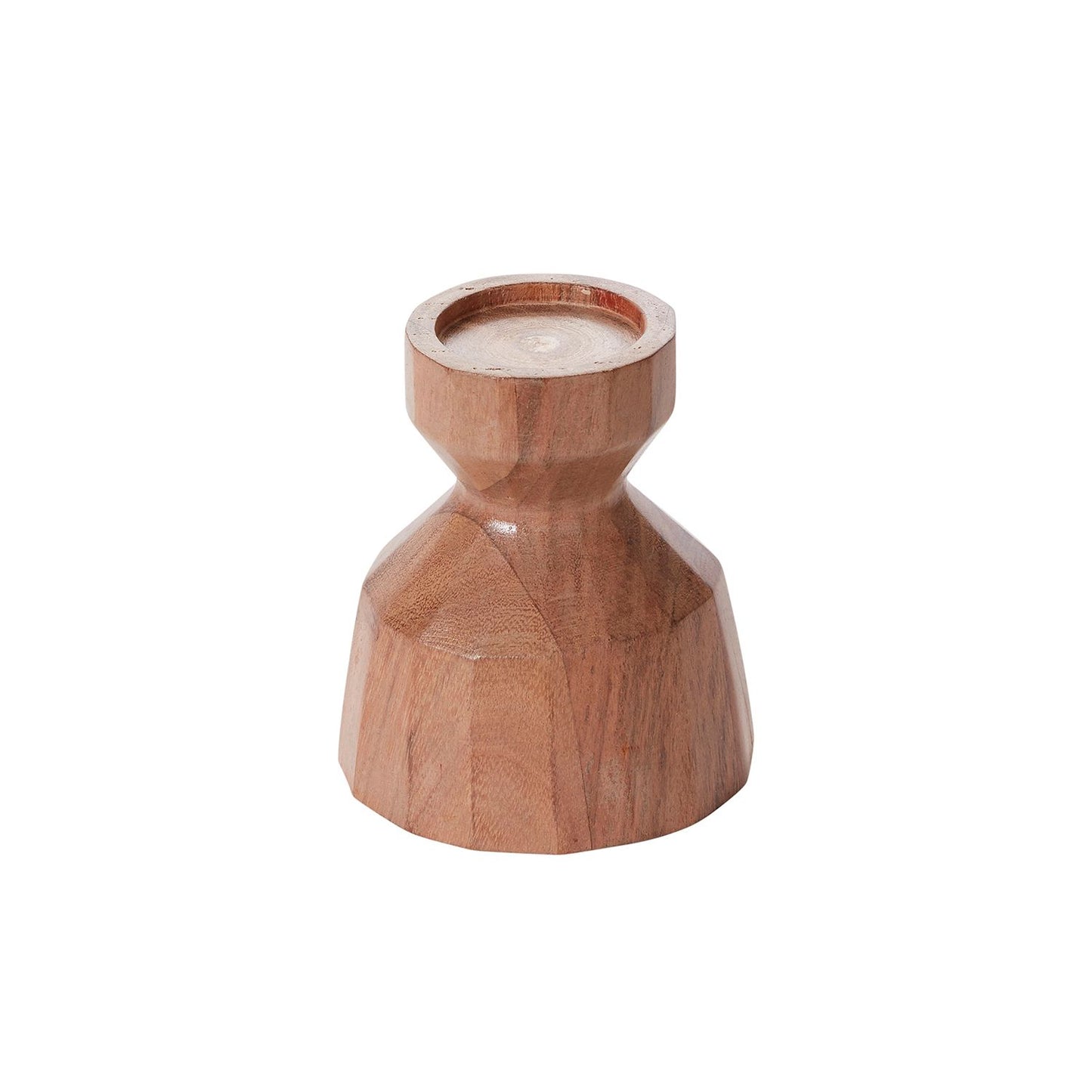 Hand-Carved Acacia Wood Candleholder