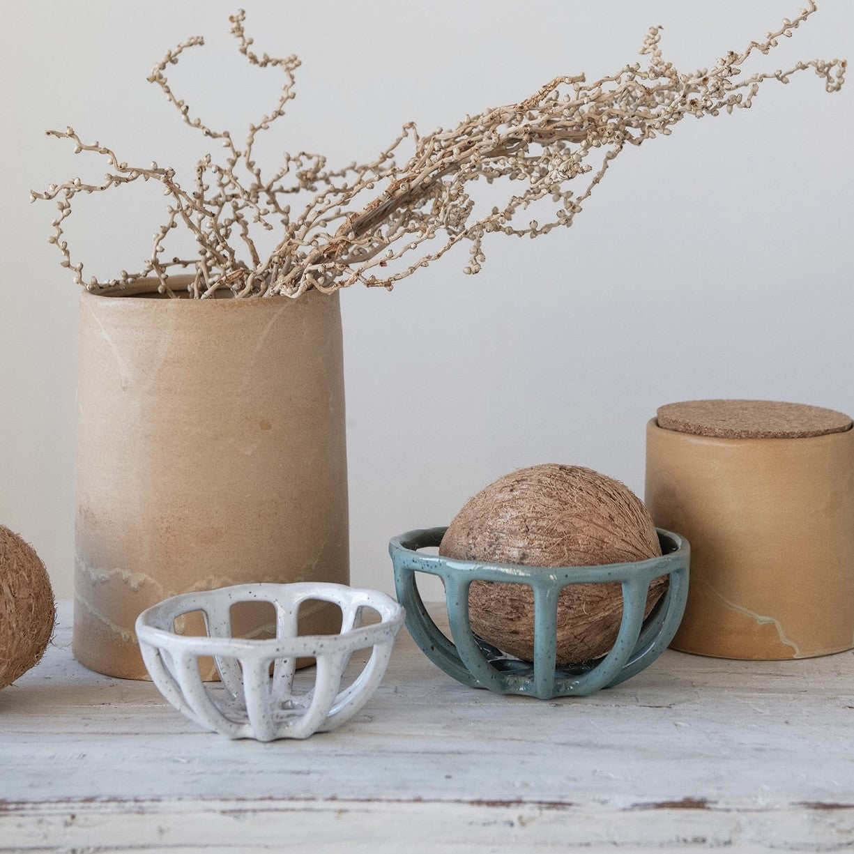 Ceramic Woven Basket Bowl Set