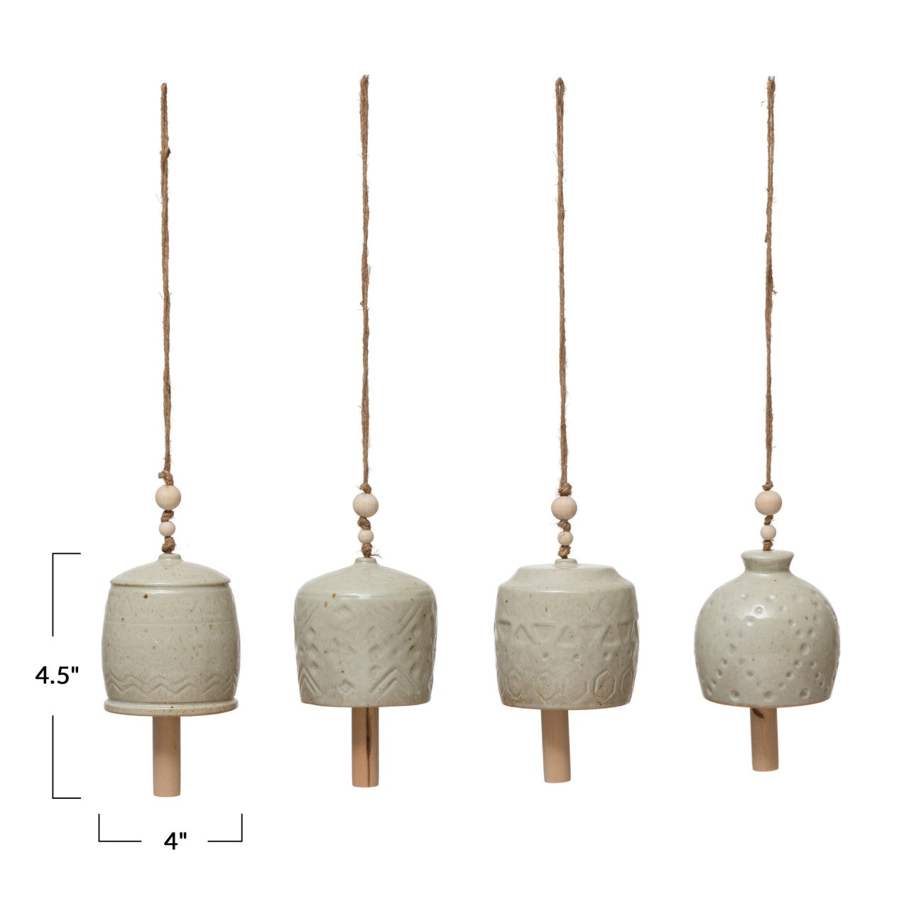 Stoneware Bell with Wooden Beads