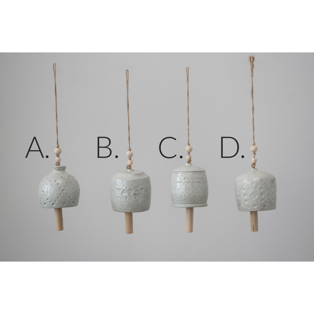 Stoneware Bell with Wooden Beads