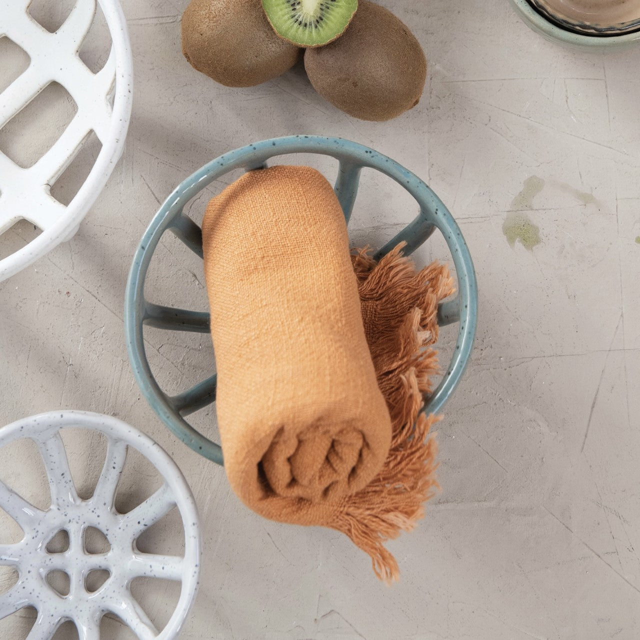 Ceramic Woven Basket Bowl Set