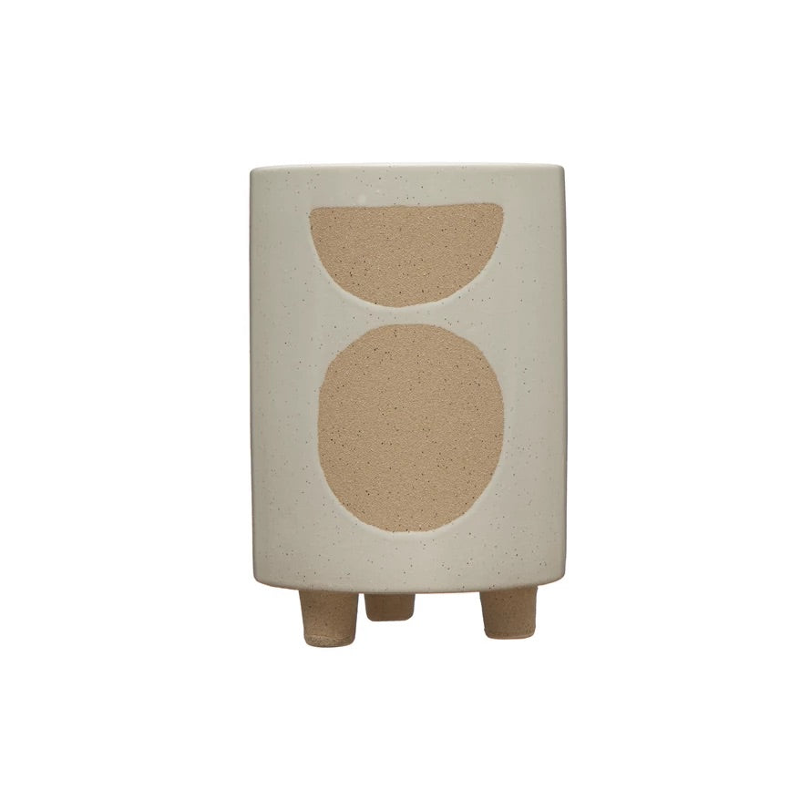 Footed Planter with Circle Design