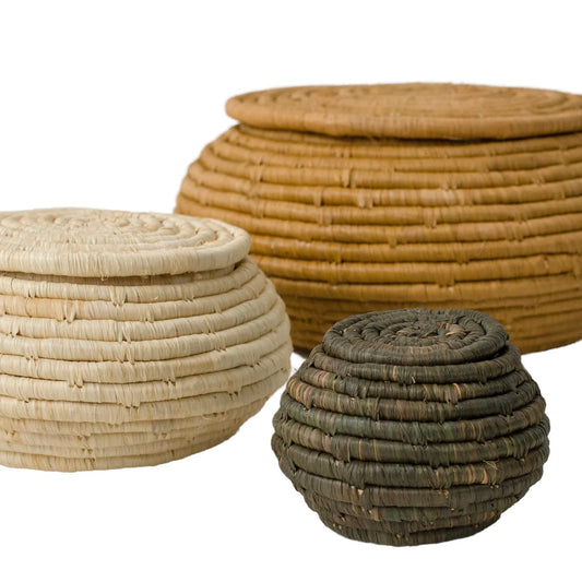 Raffia Lidded Boxes