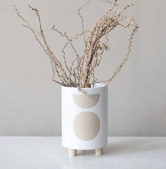 Footed Planter with Circle Design