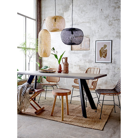 Acacia Wood & Leather Folding Stool