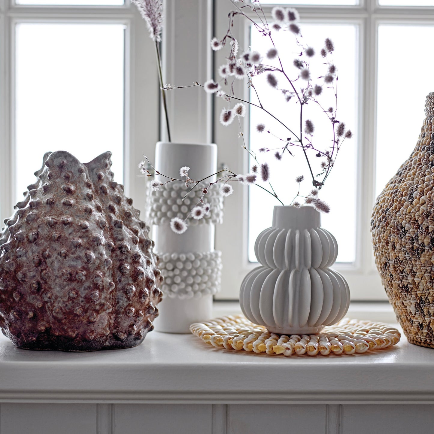 Handmade Pleated Stoneware Vase
