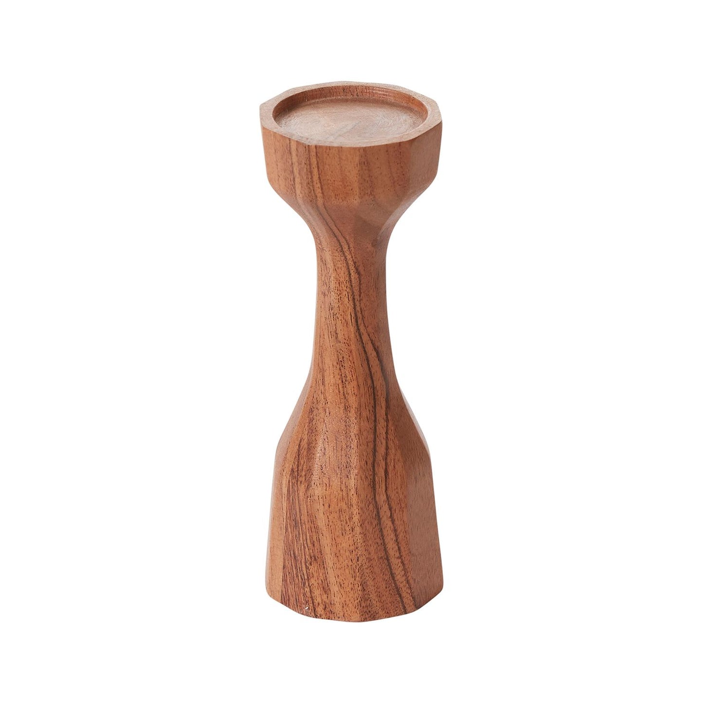 Hand-Carved Acacia Wood Candleholder